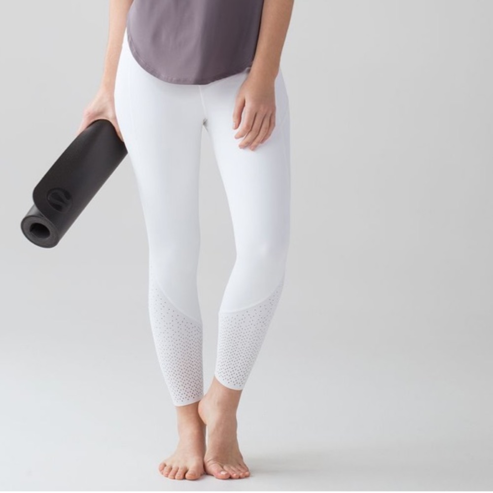 lululemon athletica White Perforated Capri Leggings